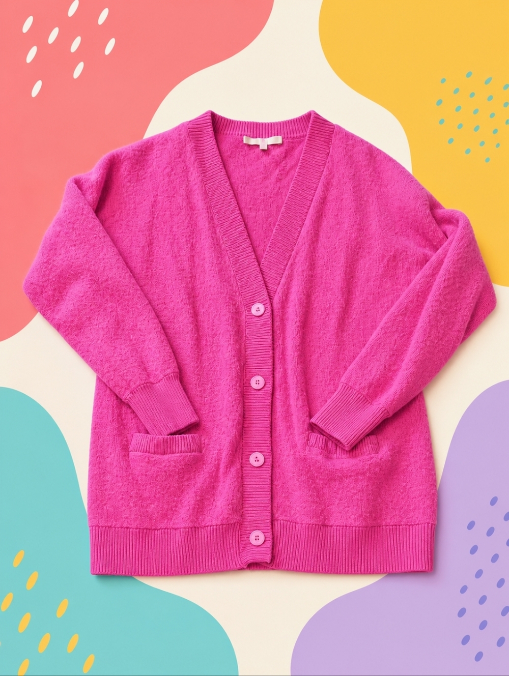 Wayf Fuchsia Button-Up Cardigan